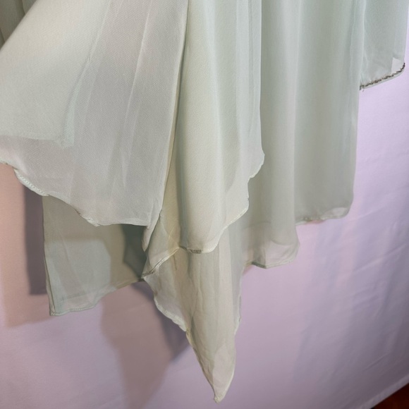 Queenora Womens Blouse Kaftan Lime Green Embedded Beads Ribbon Tunic Tunic Sz L - Picture 13 of 16